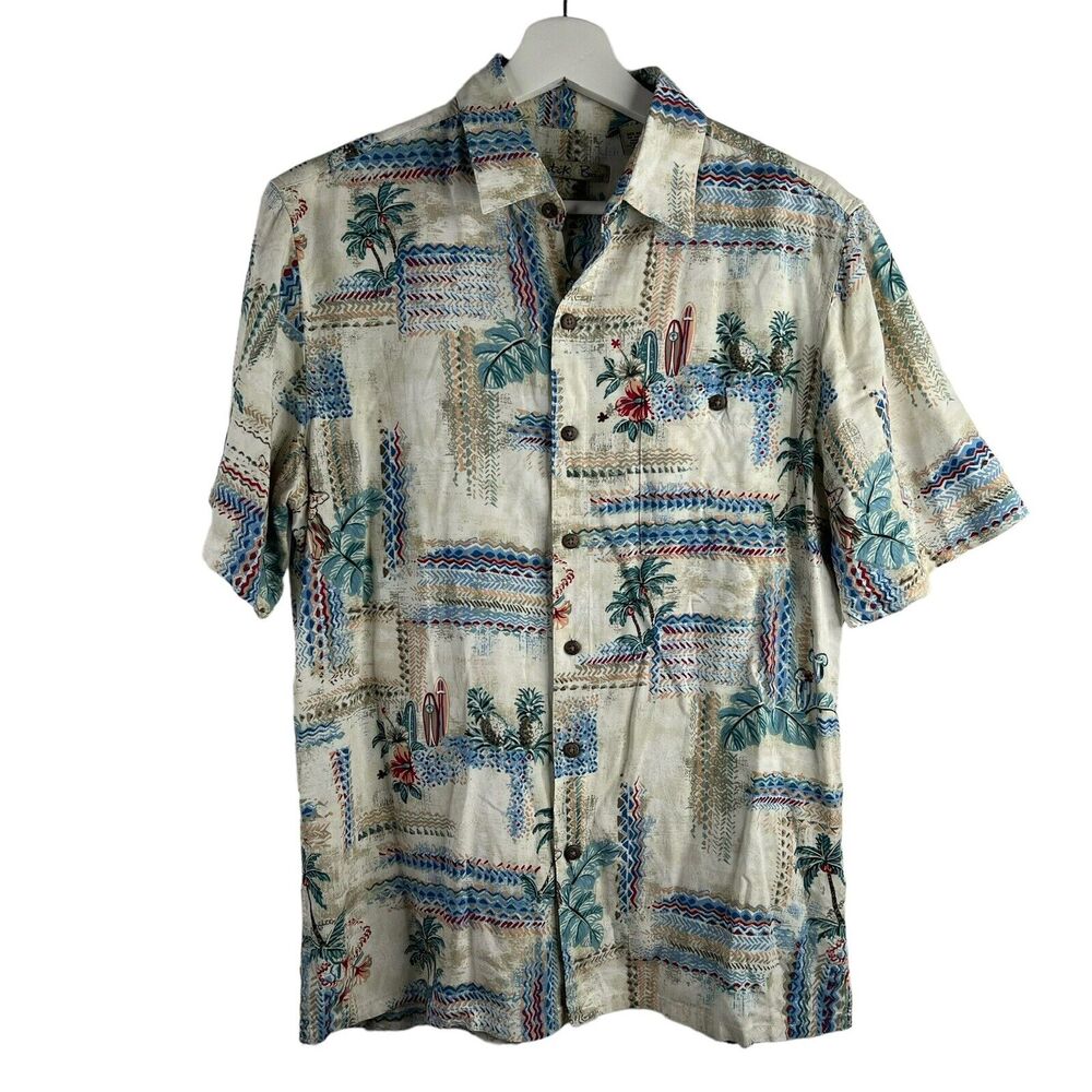 Batik Bay Size M Hawaiian Shirt Aloha Button Up Hula Girl Surf Boards Pineapples